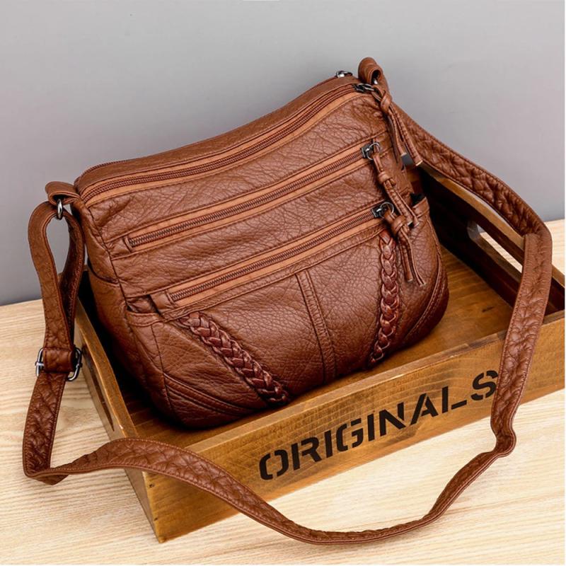 Soft Leather Women's Shoulder Bag Multi-layer Crossbody Bag Handbag Purses