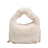 Winter Warm Plush Bags For Women Artificial Woollen Handbag And Purse