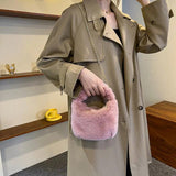 Winter Warm Plush Bags For Women Artificial Woollen Handbag And Purse