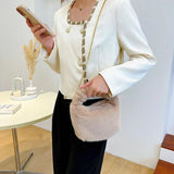 Winter Warm Plush Bags For Women Artificial Woollen Handbag And Purse