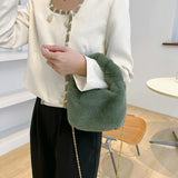 Winter Warm Plush Bags For Women Artificial Woollen Handbag And Purse