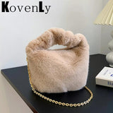Winter Warm Plush Bags For Women Artificial Woollen Handbag And Purse