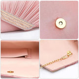 Vintage Leather Pleat Clutch Bag Pink Wedding Shoulder Bags