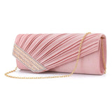 Vintage Leather Pleat Clutch Bag Pink Wedding Shoulder Bags