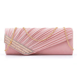 Vintage Leather Pleat Clutch Bag Pink Wedding Shoulder Bags