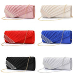 Vintage Leather Pleat Clutch Bag Pink Wedding Shoulder Bags