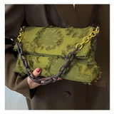 Canvas Crossbody Clutch Purse Chain Shoulder Bag for Women