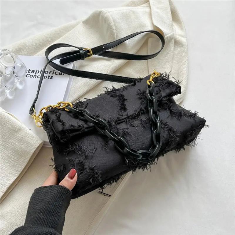 Canvas Crossbody Clutch Purse Chain Shoulder Bag for Women