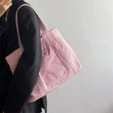 Pink Corduroy Shoulder Bag Large Capacity Casual Tote Messenger Shopping