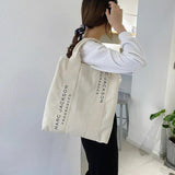 Canvas Shoulder Bag Letter Print Casual Handbag Large Capacity Tote Bag
