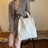 Canvas Shoulder Bag Letter Print Casual Handbag Large Capacity Tote Bag