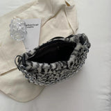 Fluffy Plush Bag Metal Chain Shoulder Handbag Animal Prints Purse