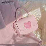 Pink Heart Small Shoulder Bag Love Women Tote Purse Chain Top Handle Messenger