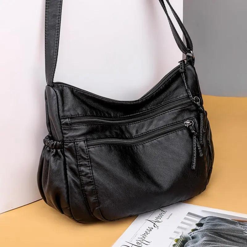 Women's Soft PU Leather Shoulder Bag Crossbody Multi-pocket Messenger Handbag