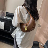 PU Leather Women's Shoulder Bag Crossbody Half Moon Handbag
