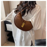 PU Leather Women's Shoulder Bag Crossbody Half Moon Handbag