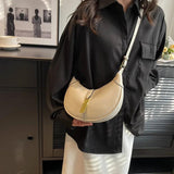 PU Leather Women's Shoulder Bag Crossbody Half Moon Handbag