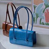 Retro Women's Underarm Bags Oil Wax Leather Ladies Tote Handbags