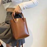 Vintage Small Bucket Handbag Pure Leather Bag Crossbody Bag