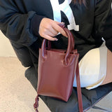 Vintage Small Bucket Handbag Pure Leather Bag Crossbody Bag