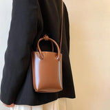 Vintage Small Bucket Handbag Pure Leather Bag Crossbody Bag