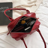 Retro Double Pocket PU Leather Shoulder Bag