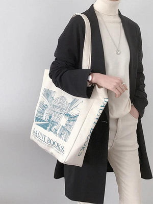 Spring Autum Canvas Shoulder Bag London Daunt Books Shopping Book Bag Handbags