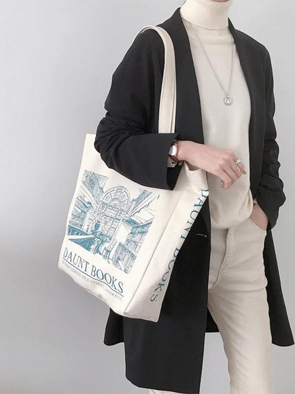 Spring Autum Canvas Shoulder Bag London Daunt Books Shopping Book Bag Handbags