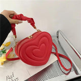 Love Heart Shape Shoulder Bag Small Handbags Crossbody Bags For Women Solid Pu L