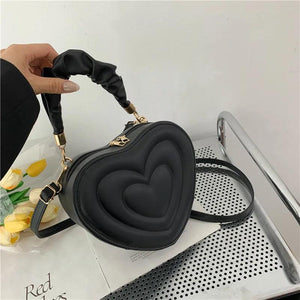 Love Heart Shape Shoulder Bag Small Handbags Crossbody Bags For Women Solid Pu L