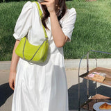 Moon Shap Small Leather Shoulder Bag Women Handbag