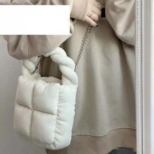 Soft Corduroy Ladies Crossbody Bag Quilted Pillow Shoulder Handbag