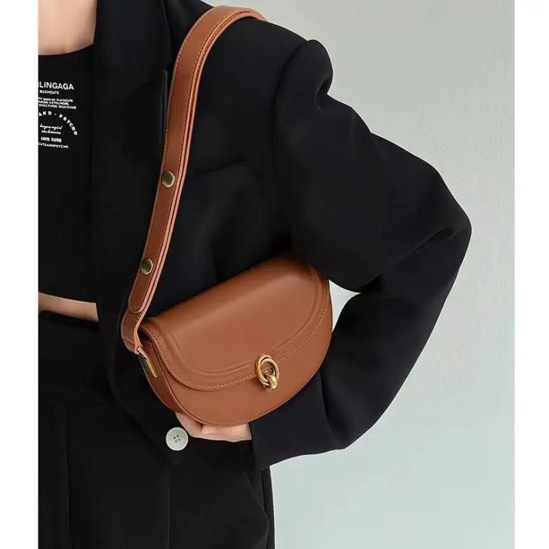 Women's PU Leather Shoulder Bag Saddle Crossbody Purse