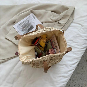 Summer Beach Woven Shopper Totes For Women Shoulder Bag Casual Large Capacity