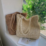 Summer Beach Woven Shopper Totes For Women Shoulder Bag Casual Large Capacity