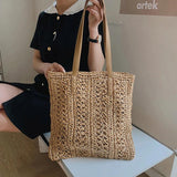 Summer Beach Woven Shopper Totes For Women Shoulder Bag Casual Large Capacity