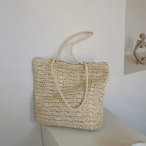 Summer Beach Woven Shopper Totes For Women Shoulder Bag Casual Large Capacity