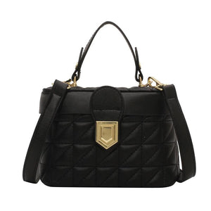 Quilted Box Handbag Vintage Clutch Purse High Leather Top Handle