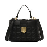 Quilted Box Handbag Vintage Clutch Purse High Leather Top Handle