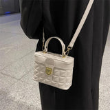 Quilted Box Handbag Vintage Clutch Purse High Leather Top Handle
