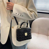 Quilted Box Handbag Vintage Clutch Purse High Leather Top Handle