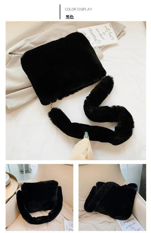 Soft Fur Hobo Handbag Women Large Capacity Purse Lady Sac Winter Handbag