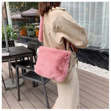Soft Fur Hobo Handbag Women Large Capacity Purse Lady Sac Winter Handbag