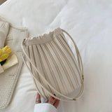 Women Wrinkle Shoulder Bag PU Leather Handbag Casual Tote Female Crossbody Bag