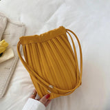 Women Wrinkle Shoulder Bag PU Leather Handbag Casual Tote Female Crossbody Bag