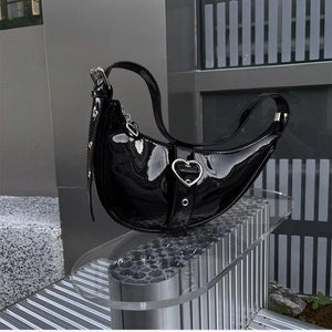 Half Moon Women's Underarm Bag Pu Leather Ladies Zipper Hobos Purse Handbags