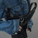 Half Moon Women's Underarm Bag Pu Leather Ladies Zipper Hobos Purse Handbags