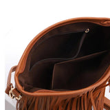 Tassel Nubuck Leather Ladys Crossbody Shoulder Bag Solid Satchel