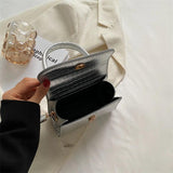 Crocodile Pattern Crossbody Shoulder Bag in Silvery Women Tote Handbag Mini Bag