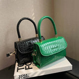 Crocodile Pattern Crossbody Shoulder Bag in Silvery Women Tote Handbag Mini Bag